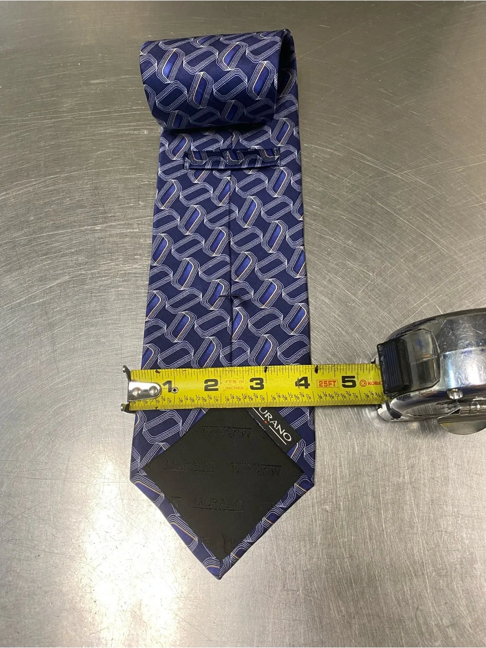Murano Navy Geometric Silk Tie